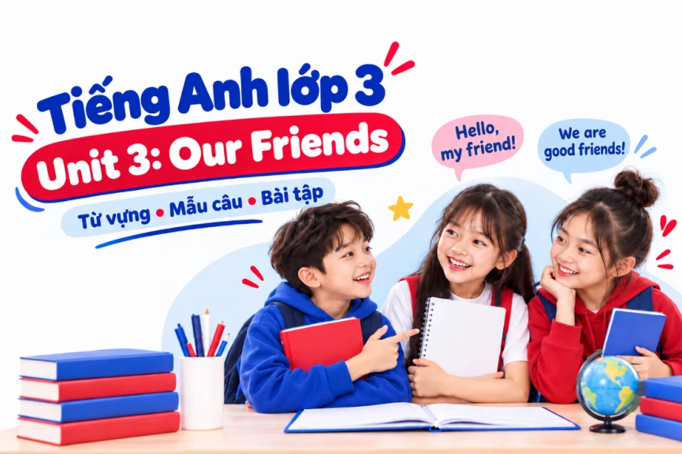 Soạn tiếng Anh lớp 3 Unit 3 Our Friends: Từ vựng, mẫu câu, bài tập
